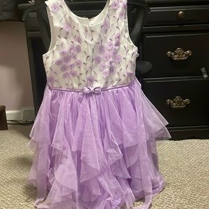 Girls White and purple floral dress